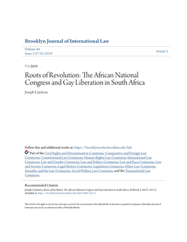 The African National Congress and Gay Liberation in South Africa Joseph S