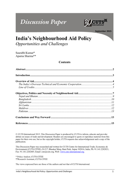 India's Neighbourhood Aid Policy