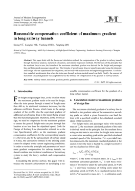 Reasonable Compensation Coefficient of Maximum Gradient in Long Railway Tunnels