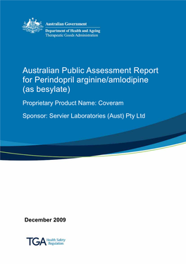 Australian Public Assessment Report for Perindopril Arginine/Amlodipine (As Besylate)