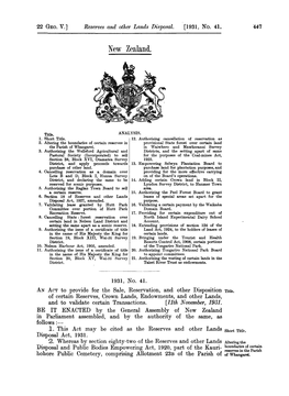 21 GEO V 1931 No 41 Reserves and Other Lands Disposal