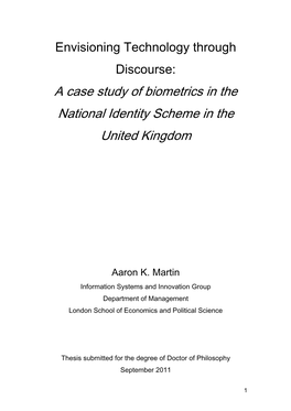 A Case Study of Biometrics in the National Identity Scheme in the United Kingdom