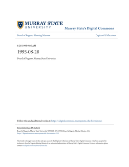 MINUTES of the MEETING of the BOARD of REGENTS Murray State University August 28, 1993