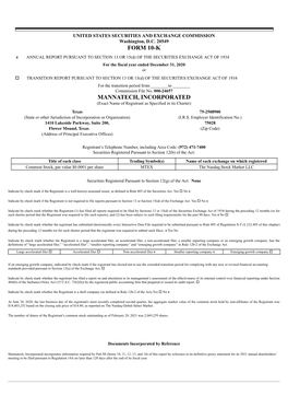 Form 10-K Mannatech, Incorporated