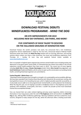 Download Festival Debuts Mindfulness Programme - Mind the Dog