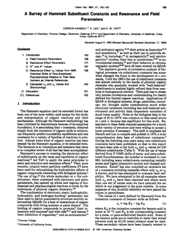 A Survey of Hammett Substituent Constants and Resonance and Field Parameters