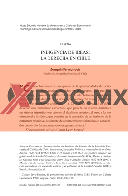 Indigencia De Ideas: La Derecha En Chile