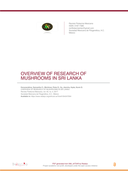 Overview of Research of Mushrooms in Sri Lanka