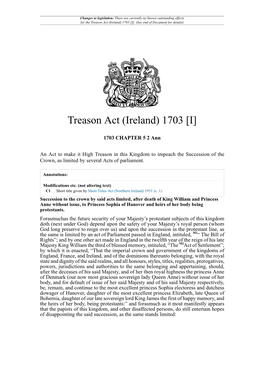 Treason Act (Ireland) 1703 [I]