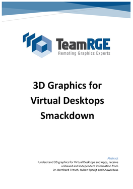 3D Graphics for Virtual Desktops Smackdown