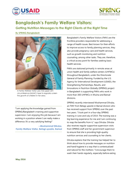 Bangladesh's Family Welfare Visitors