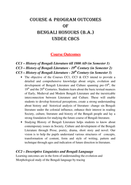 Course & Program Outcomes of Bengali Honours (B.A