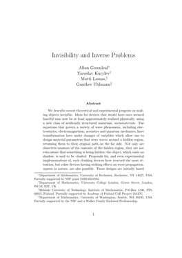 Invisibility and Inverse Problems