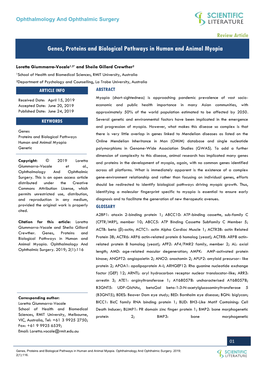Genes, Proteins and Biological Pathways in Human and Animal Myopia