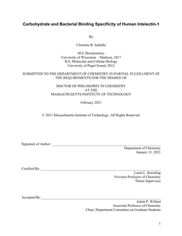 Carbohydrate and Bacterial Binding Specificity of Human Intelectin-1