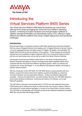 Introducing the VSP 8400 Series