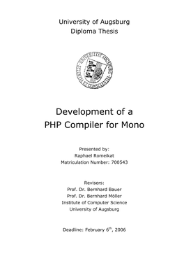 Development of a PHP Compiler for Mono