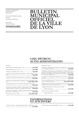 Bulletin Municipal Officiel Du 28 Octobre 2019