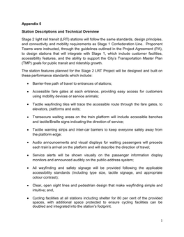 (LRT) Stations Will Follow the Same Standards, Design Principles, and Connectivity and Mobility Requirements As Stage 1 Confederation Line