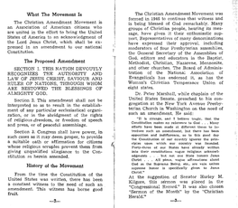 Christian Amendment Movement Was Formed in 1946 to Continue That Witness and the Christian Amendment Movement Is Is Being Blessed of God Remal.Liably