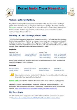 Newsletter No 7. Delancey UK Chess Challenge – Latest News