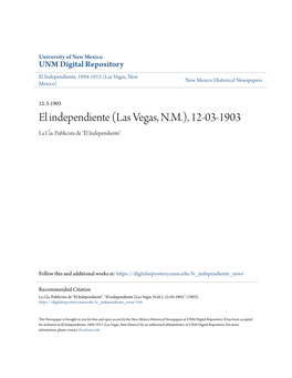 El Independiente (Las Vegas, N.M.), 12-03-1903 La Ciá