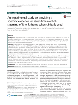 An Experimental Study on Providing a Scientific Evidence for Seven-Time Alcohol-Steaming of Rhei Rhizoma When Clinically Used