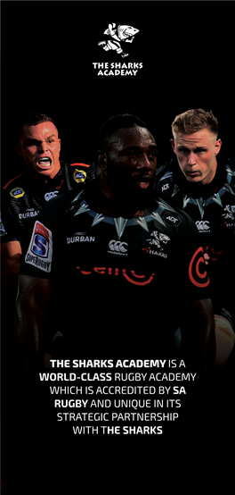 The Sharks Academy Is a World-Class Rugby Academy Which Is Accredited by Sa Rugby and Unique in Its Strategic Partnership with the Sharks Programme the Team
