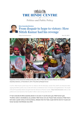 How Nitish Kumar Had His Revenge