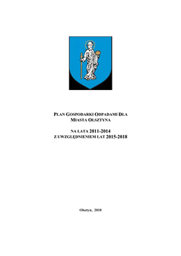 Plan Gospodarki Odpadami Dla Miasta Olsztyna Na Lata Z