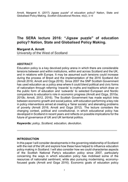 Education Policy? Nation, State and Globalised Policy Making