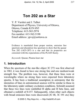 Ton 202 As a Star