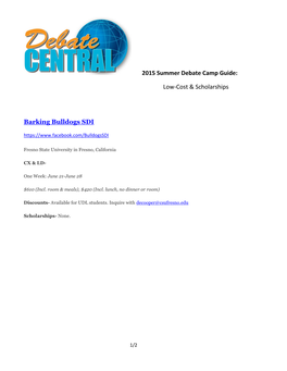 2015 Summer Debate Camp Guide