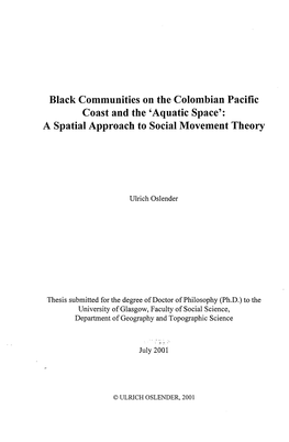 Black Communities on the Colombian Pacific Coast and the 'Aquatic Space': a Spatial Approach to Social Movement Theory