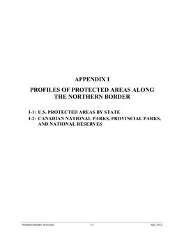 Appendix I Profiles of Protected Areas Along the Northern Border