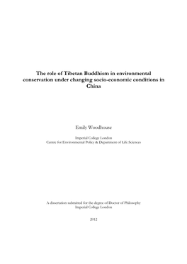 The Role of Tibetan Buddhism in Environmental Conservation Under Changing Socio-Economic Conditions in China