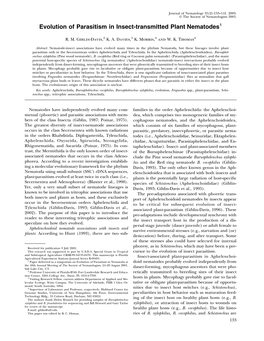 Evolution of Parasitism in Insect-Transmitted Plant Nematodes1