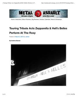 Touring Tribute Acts Zepparella & Hell's Belles Perform at the Roxy