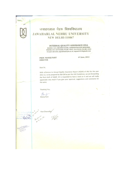 Jawaharlal Nehru University Internal Quality Assurance Cell (IQAC)
