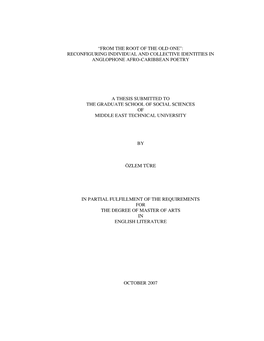 From the Root of the Old One”: Reconfiguring Individual and Collective Identities in Anglophone Afro-Caribbean Poetry