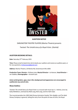 1609990468628 Audition Notice Twisted