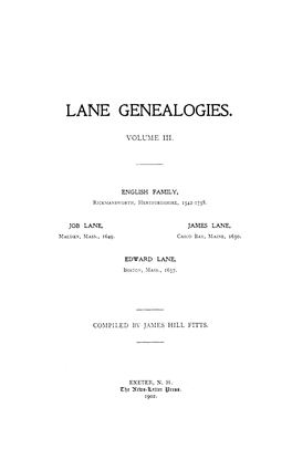 Lane Genealogies