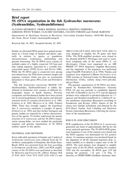 Brief Report 5S Rdna Organization in the Fish Synbranchus Marmoratus