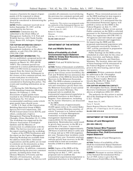 Federal Register / Vol. 62, No. 126 / Tuesday, July 1, 1997 / Notices 35519 Issuance of Permits for Import of Giant Consider All Comments Received During Register