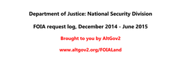 Department of Justice: National Security Division FOIA