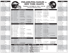 PHILADELPHIA EAGLES Vs. NEW YORK GIANTS