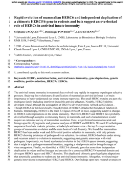 Rapid Evolution of Mammalian HERC6 and Independent