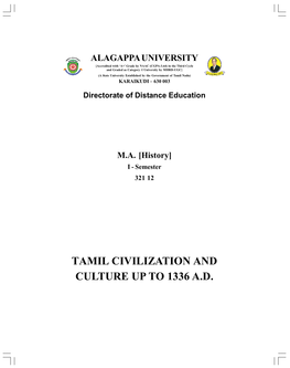 Tamil Civilization and Culture up to 1336 A.D