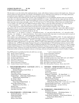 LONDON TRAMWAYS – SL 184 02.10.20 Page 1 of 21 FARE STAGES & Some Other Stops