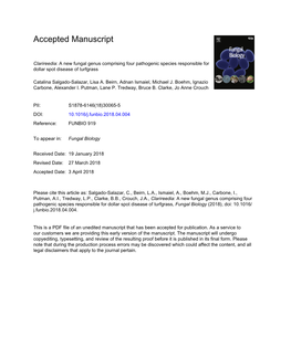 Clarireedia: a New Fungal Genus Comprising Four Pathogenic Species Responsible for Dollar Spot Disease of Turfgrass